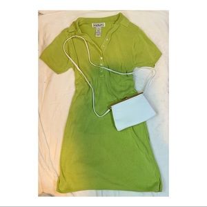 Lime Green Mini Dress + Little White Purse